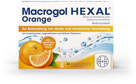 Macrogol HEXAL® Orange | 20 St | Wirksame Hilfe bei chronischer Verstopfung | Wirkt sanft | Angenehmes Orangen-Aroma