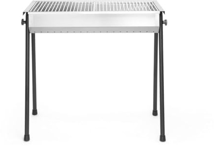 HENDI Holzkohlegrill, inkl 2 roste von je 345x345mm, Model Patio, mit abnehmbaren Füßen, Bräter, BBQ, nur für Verwendung im Aussenbereich, 770x380x(H)760, Edelstahl 18/0