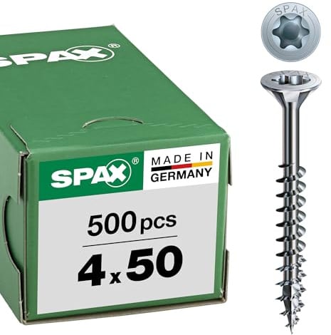 SPAX Universalschraube, 4 x 50 mm, 500 Stück, Teilgewinde, Senkkopf, T-STAR plus T20, 4CUT, WIROX - 0191010400505