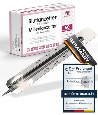 50x Einweglanzette, Kosmetex Milienlanzette, Blutlanzette, sterile Stainless Steel Lanzette