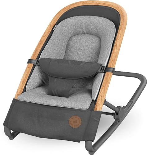 Maxi-Cosi Kori 2-in-1-Babywippe, 0–6 Monate, bis 9 kg, Baby Bouncer, 3 mit einer Hand einstellbare Liegepositionen, leicht & kompakt, Easy-in-Gurt, Kissen für Neugeborene, Essential Graphite