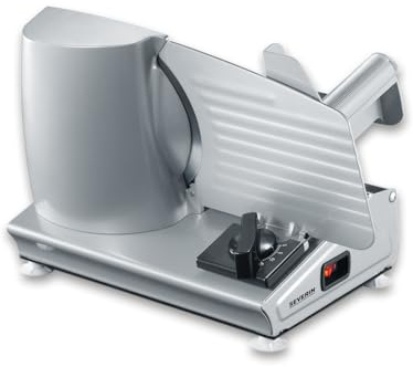 SEVERIN Allesschneider für Brot, Aufschnitt oder Käse, Brotschneidemaschine mit stufenlos einstellbarer Schnittstärke, Aufschnittmaschine mit Fingerschutz, silber, AS 3915