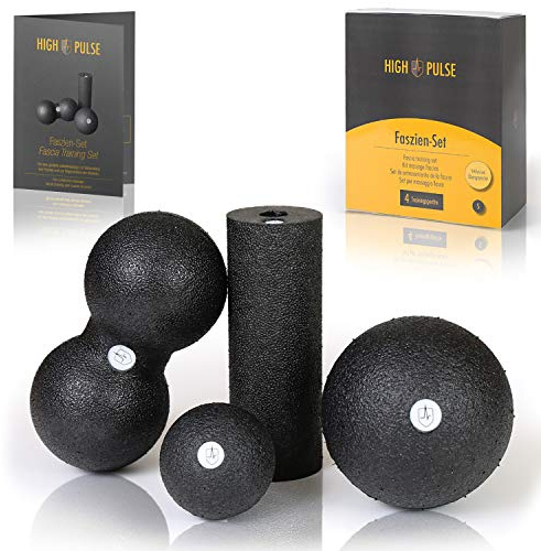 Faszienrolle Set für Rücken und Wirbelsäule - High Pulse Massage Set mit 2 Mini Faszienrollen, 1 Faszienball und 1 Duoball - Tiefengewebemassage und Muskelregeneration