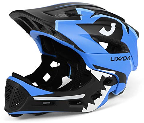 Lixada Kinderhelm Integriert Fahrradhelm Kinder Jugend Fullface Helm mit Abnehmbarem Kinnschutz BMX MTB Downhill Helm zum Radfahren Skateboarden Rollschuhlaufen