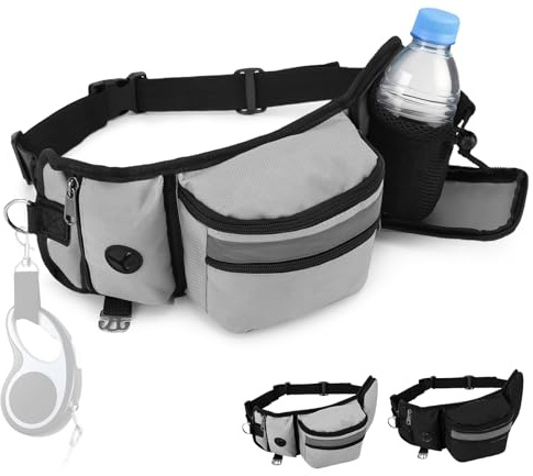ZESTEFY Leckerlibeutel Hundetraining, Robuste Bauchtasche mit Kotbeutelspender, Flaschenhalter, Reflektor & Verstellbarem Gurt – Wasserdichtes Hundezubehör für Gassi, Training & Outdoor
