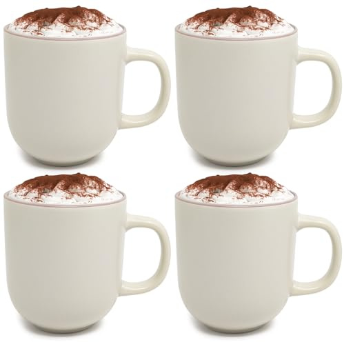 com-four® 4x Kaffeetasse XL - Kaffeebecher groß, im zeitlosen Design - 500 ml Kaffeepott - Jumbotasse mit Henkel für Heißgetränke, Kakao, Tee, Glühwein - spülmaschinengeeignet
