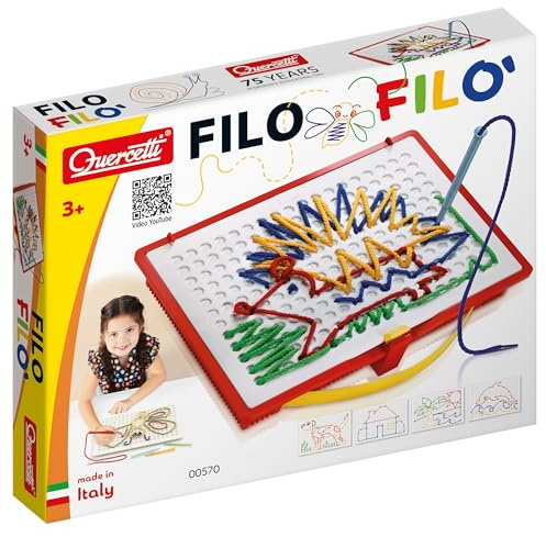 Quercetti Filò Kreatives Lernspielzeug, Spielzeug ab 3 Jahre, Montessori Spielzeug, Kinderspielzeug, Geschenk Mädchen 4 Jahre, Reisespiele Kinder, Gesellschaftsspiele Kinder