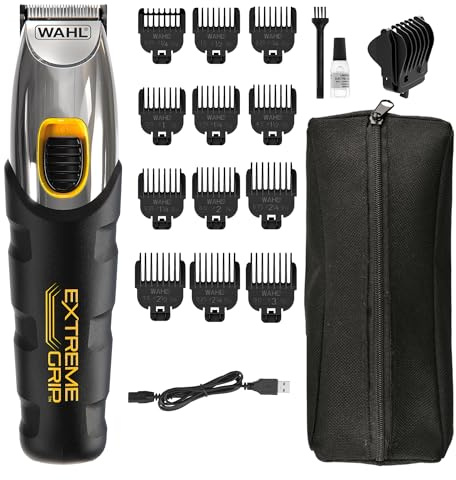 Wahl Extreme Grip Bartschneider, Bartschneider für Männer, Stoppelschneider, Schnurlose Trimmer, Männerpflege-Set, Präzisionsschneidklingen