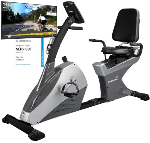 Skandika Liegeergometer Centaurus | Liege-Ergometer mit Trainingscomputer, 13kg Schwungmasse, 12 Trainingsprogramme, Bluetooth, 150 kg belastbar | Heimtrainer, Liegeheimtrainer, Fahrrad, Fitnessbike