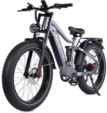 RZOGUWEX Elektrofahrrad, 26-Zoll-Offroad-EBIKE für Erwachsene mit abnehmbarem 48-V-25-Ah-Lithium-Ionen-Akku, 7 Gängen mit Doppelstoßdämpfern und doppelter hydraulischer Scheibenbremse (schwarz)