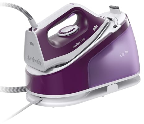 Braun CareStyle 1 Pro IS1514 VI Dampfbügelstation - Dampfbügeleisen mit FreeGlide 3D Technologie, Vertikaldampf, Anti-Tropf-Funktion, 1,7L Wassertank, 6 bar, 120 g/min, 2200W, Violett