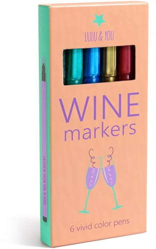 LULU Weinglas Stifte – 6-teiliges Metallic Set – Glasmarker zum Beschriften von Gläsern – Alternative zu Weinglas-Anhängern – Ideal für Partys