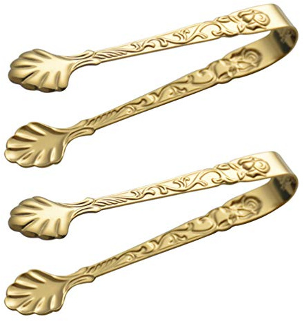 UPKOCH 2 Stück Zuckerzange Edelstahl Eiszange Candybar Zangen Eiswürfelzange Servierzange für Süßigkeiten Candy SalatBar Büfett Grill Picknick Zubehör Weihnachten Party Dekoration Golden