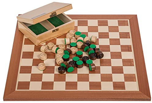 Square - Professionell Dame Set 100 Feld - Mahagoni - Damebrett aus Holz