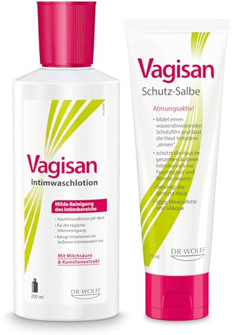 Vagisan Intimwaschlotion & Schutz-Salbe im Set - 200 ml + 75 ml | Sanfte Reinigung und Pflege für den Intimbereich | Ohne Silikone