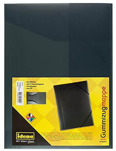 Idena 213309 - Sammelmappe mit Gummizug für DIN A4, aus Polypropylen, transluzent schwarz, 1 Stück