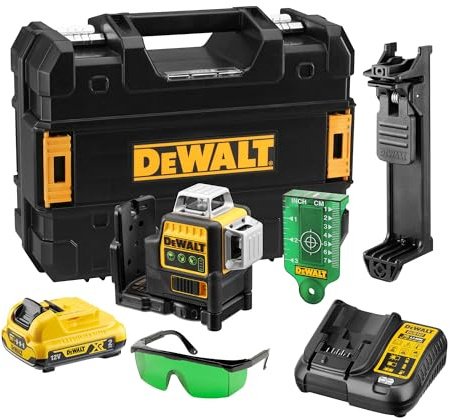 DEWALT Grüner 12V XR 3x360° Selbstnivellierlaser, DCE089D1G-QW | Grüner 12V XR Laser mit 3 selbstnivellierenden 360°-Linien, 30 m Reichweite, ±3 mm auf 10 m und IP65-Schutz.