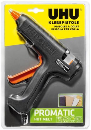 UHU Heißklebepistole Promatic Hot Melt, mit hoher Klebeleistung für Bastel- und Reparaturarbeiten, inkl. 3 Patronen