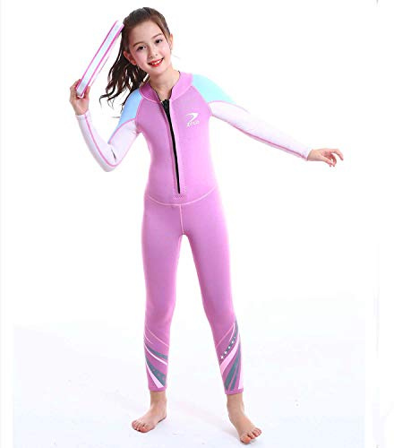 ZCCO Kids Neoprenanzug – 2,5 mm Thermo-Badeanzug für Jungen & Mädchen, Langarm-Tauchanzug zum Schwimmen, Surfen & Schnorcheln (Rosa, XXS)