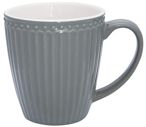 GreenGate - Becher, Henkelbecher, Kaffeebecher - Alice - Porzellan - stone grey - 400 ml