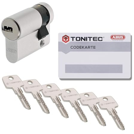 ToniTec Zylinderschloss TEC440 by ABUS Schließzylinder gleichschließend als Halbzylinder 10/30 mm mit Codecard