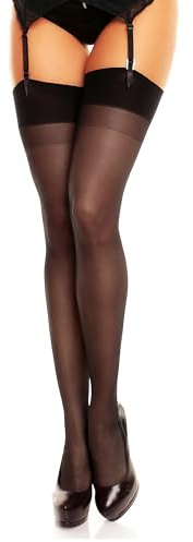 GLAMORY Damen Strapsstrümpfe Perfect 20 DEN, Schwarz (Schwarz), Large (Herstellergröße: L-(44-46))