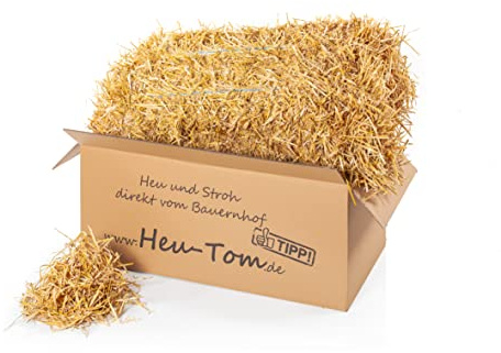 Heu-Tom ® 15kg frisches Gerstenstroh Strohballen direkt ab Hof Einstreu Futter Fuer Meerschweinchen Hasen Kaninchen Hamster Pferd