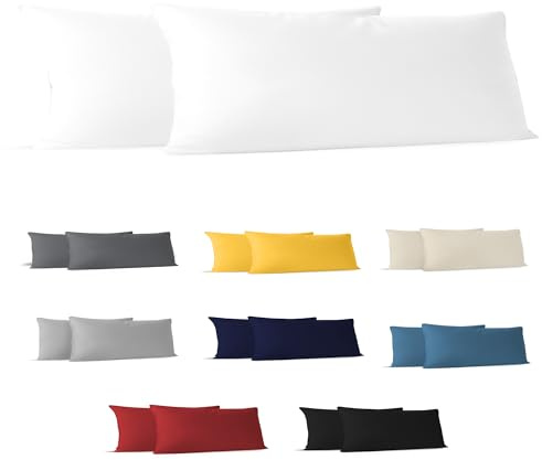 Dreamzie Kopfkissenbezug, 40 x 145 cm (2 Stück), 100% Baumwolle, Jersey, 150 g/m², weiß, Kissenbezug 40 x 145 cm, Baumwolle, strapazierfähig, hypoallergen, für Kopfkissen