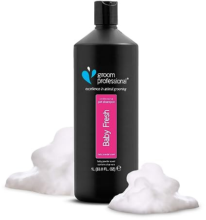 GROOM PROFESSIONAL Baby Fresh Hundeshampoo Sensitiv - Hundeshampoo Gegen Geruch - Babypuderduft - Für Juckende & Trockene Haut - Sanft Duftendes Welpenshampoo - Perfekt für Welpen, 1 Liter