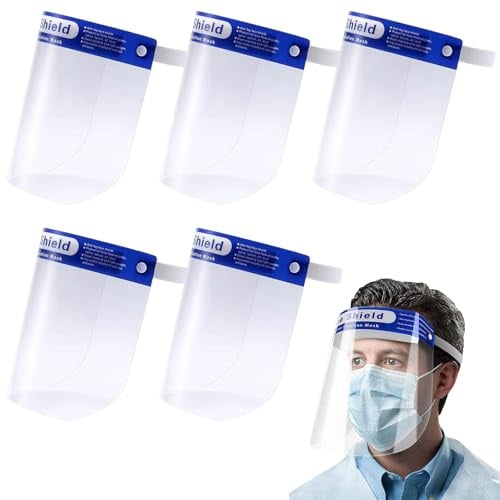 Doukesh 5 Stück Gesichtsschutz Face Shield mit Angenehmem Dank Polsterung Schutzvisier Gesichtsschutzschild Gesichtsschild Transparent Schutzschilde aus PET Gesichtschutz Staubdichte Anti Fog