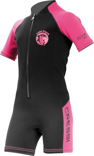 Cressi Shorty 2mm Neoprenanzug Kinder - Schwimmanzug Kinder mit UV, Kälteschutz, Quallenschutz - Schwimmanzug Mädchen & Jungs - Schwarz/Rosa - 5/6 Jahre