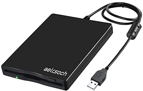 Aelrsoch Externes USB-Diskettenlaufwerk, 3.5 Zoll, 1.44 MB/2 HD, Kompatibel Mit Windows 2000/7/8/10