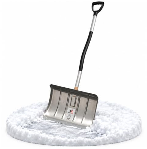 SHW-FIRE Alu-Schneeschieber 50 cm mit Ergonomischem Stiel und Profilkante | Für Schneeräumung & Winterarbeiten | Aluminium | ideal für große Schneemengen auf Gehwegen und Einfahrten