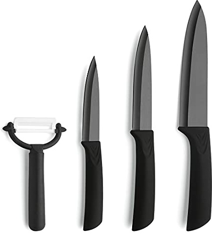 Amefa AUENTHAL Keramikmesser Set | 4-teilig | Klingen aus Keramik | Extrem scharf und leicht | Kochmesser, Allzweckmesser, Spickmesser & Schäler | Keramik Messerset, 9370CEZN53Z09, Mehrfarbig