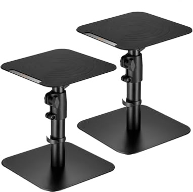 mywall Tischhalterung HS31L Universelle Lautsprecher Tischhalterung, Neigbar +/-15° mit Einer Belastung bis zu 15 kg, schwarz, 2 Ständer für Lautsprecherboxen