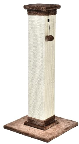 Amazon Basics Hoher Katzen-Kratzbaum, groß, hochwertig, 15.75’’ L x 15.75’’ W x 35.43’’ H, brauner Teppich