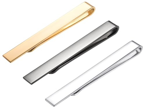 Asienice 3pcs Krawattenklammern Für Herren Goldene Krawattennadel Silber Matt Schwarz Krawattennadel Edelstahl Schmale Krawatte Valentinstag