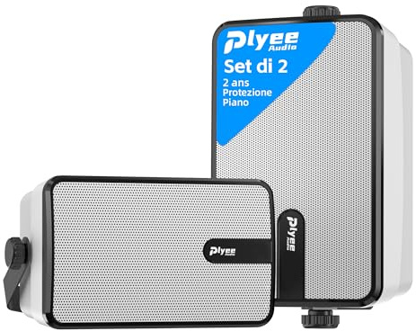 Plyee Audio 250W Outdoor Bluetooth-Lautsprecher, Drahtlose Synchronisation zwischen Lautsprechern, Wandmontage für Terrasse, Veranda, Pavillon, Garage, 2er-Pack(MZ-632)