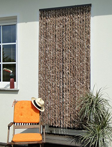 Chenille-Türvorhang aus Fleece, Braun, 100 x 200 cm