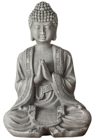 Buddha Statue Meditation 2 - Zen und Feng Shui Deko Statue - Bringt eine beruhigende und entspannende Atmosphäre in Ihr Zuhause - Glücksbringer Statue Farbe Grau - Höhe: 12cm - Zen'Light