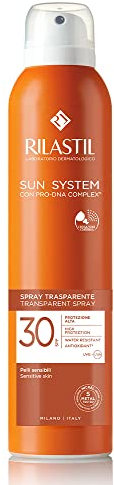 Rilastil Sun System Transparentes Körperspray, antioxidative Wirkung, ultraleichte Textur, für alle Hauttypen, SPF30, 200 ml