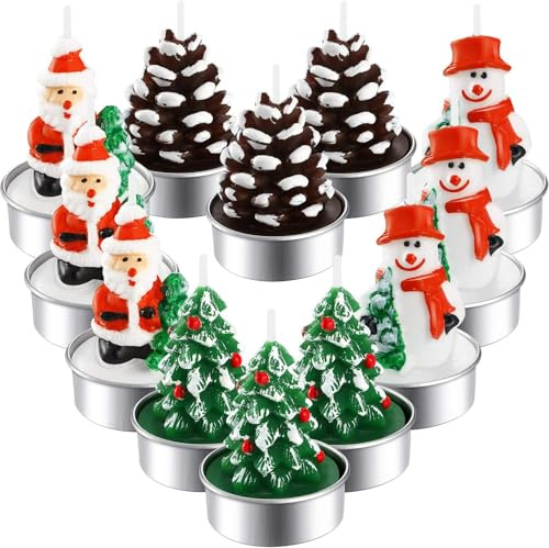 Scentoria 12 Weihnachtskerzen - Teelichter und Kerzen für Party, Neujahr und Geschenke