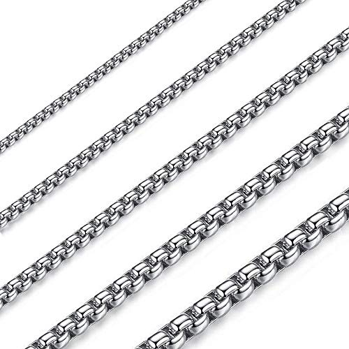 OSTAN Herren Damen Edelstahl Silber Box Kette Briolette Kette Link Collier Halskette