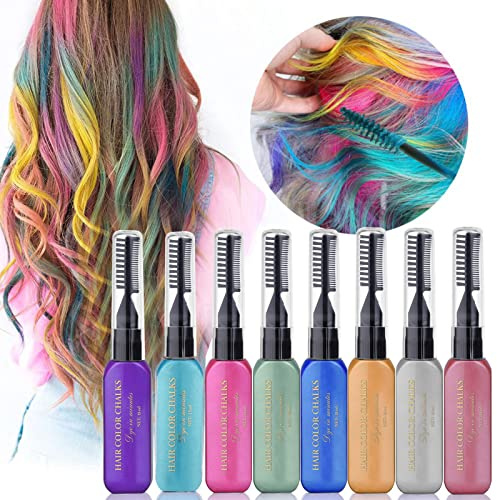 Haarkreiden, 8 Farbige Haarfärbemittel, Acht Temporäre Waschbare Haarfarben Für Männer Und Frauen, Auch Für Wimpern Und Augenbrauen Geeignet, für Fasching Cosplay Party Halloween, 15ml Pro Flasche