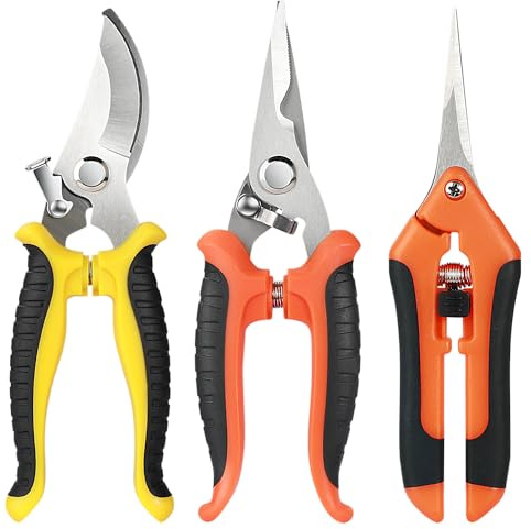 Gartenschere Set, Baumschere Gartenscheren 3 Stück Pflanzenschere Rosenschere Gartenschere Kräuterschere Rebschere Bypass Schere Scharfe aus Edelstahl für Pflanzen