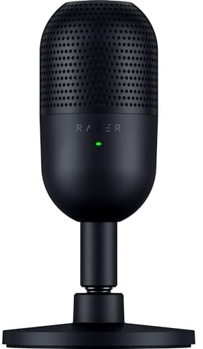 Razer Seiren V3 Mini - Ultrakompaktes USB-Mikrofon (14mm Supernieren Kondensatormikrofon, Tap-to-Mute-Sensor mit LED-Anzeige, integrierter Stoßdämpfer, Plug-and-Play Design) Schwarz