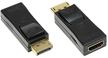 Good Connections DisplayPort an HDMI Adapter - DP Stecker an HDMI Buchse - 4K2K / UHD - Verriegelungsschutz, 24K vergoldete Kontakte - schlankes Design - schwarz
