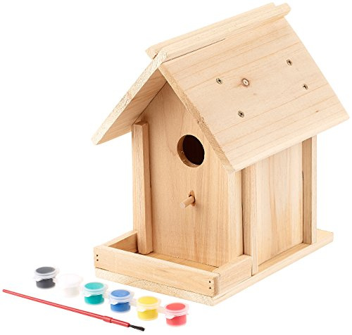 Royal Gardineer Bausatz Vogelhaus: Nistkasten-Bausatz aus Echtholz, mit Balkon und 6-teiligem Farben-Set (lustige Nistkästen selber Bauen, Vogelhäuschen, Eier)