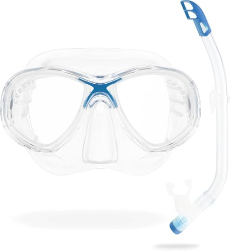 Cressi Marea Jr Combo - Maske Marea Jr + Schnorchel Top zum Tauchen und Schnorcheln, Klar/Blau, Einheitsgröße, Kinder Unisex