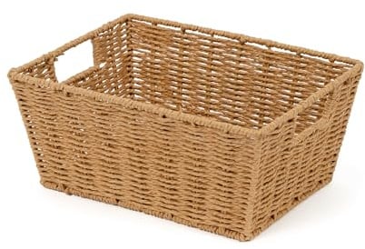 Compactor RAN6542 handgefertigter Korb aus Papier, rechteckig, helles Holz, 31 x 24 x Höhe 14 cm